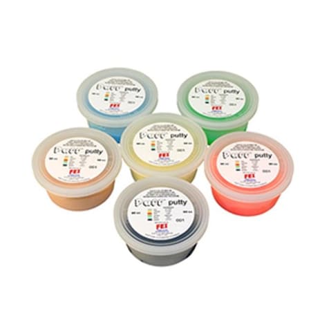 Fabrication Enterprises Fabrication Enterprises 10-1416 90cc Puff Lite Color-Coded Exercise Putty - Set of 6 10-1416